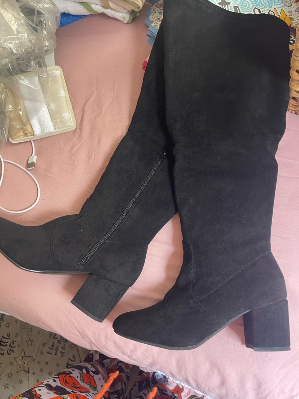 Lane Bryant Black Over-the-Knee Block Heel Boots